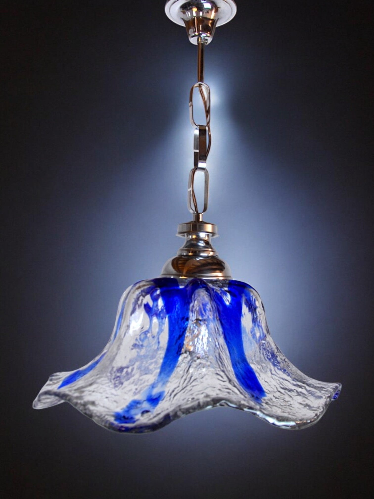 Carlo Nason floral chandelier for Murano Mazzega,, blue murano glass, Italy 1970