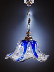 Carlo Nason floral chandelier for Murano Mazzega,, blue murano glass, Italy 1970