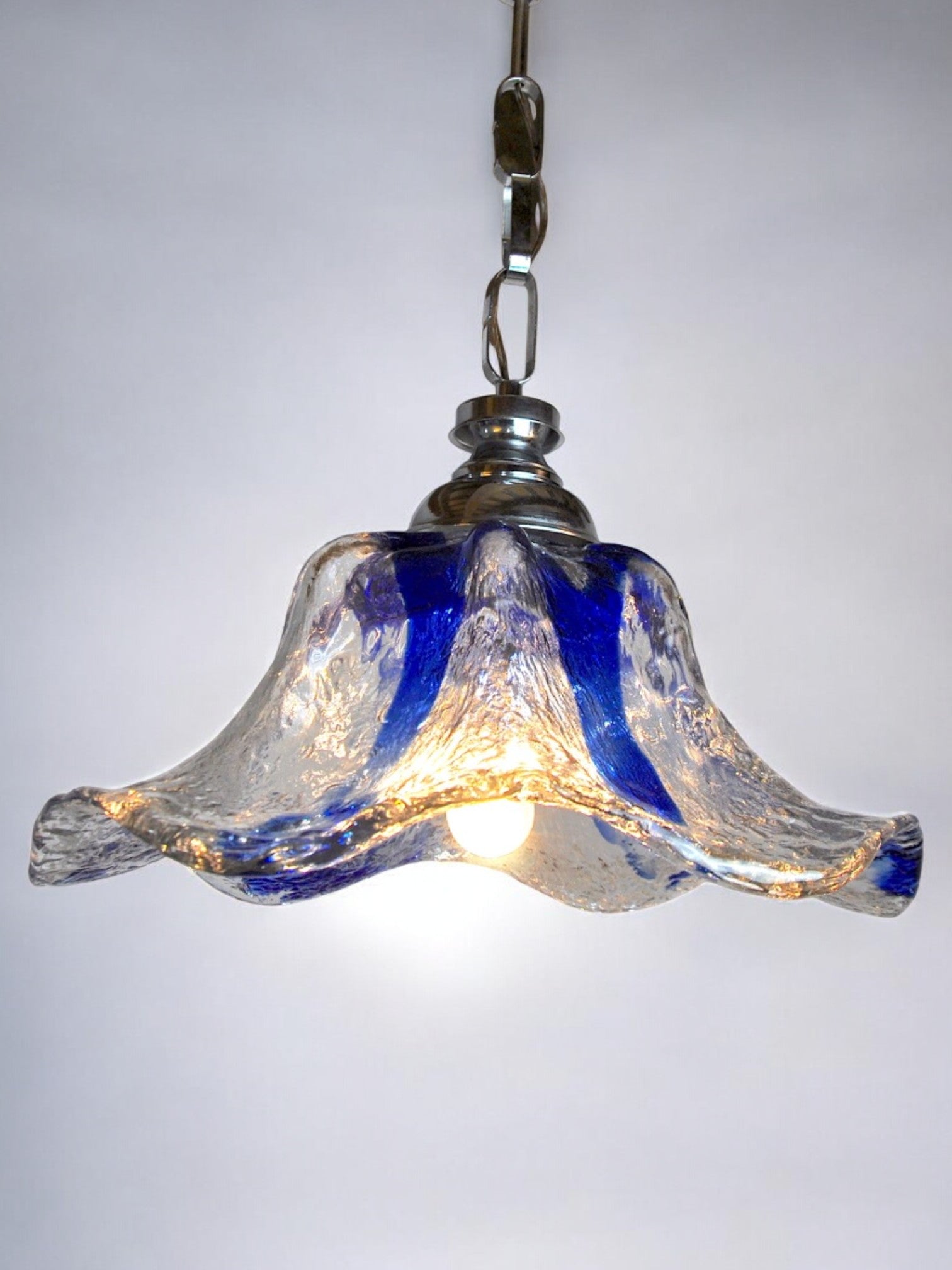 Carlo Nason floral chandelier for Murano Mazzega,, blue murano glass, Italy 1970