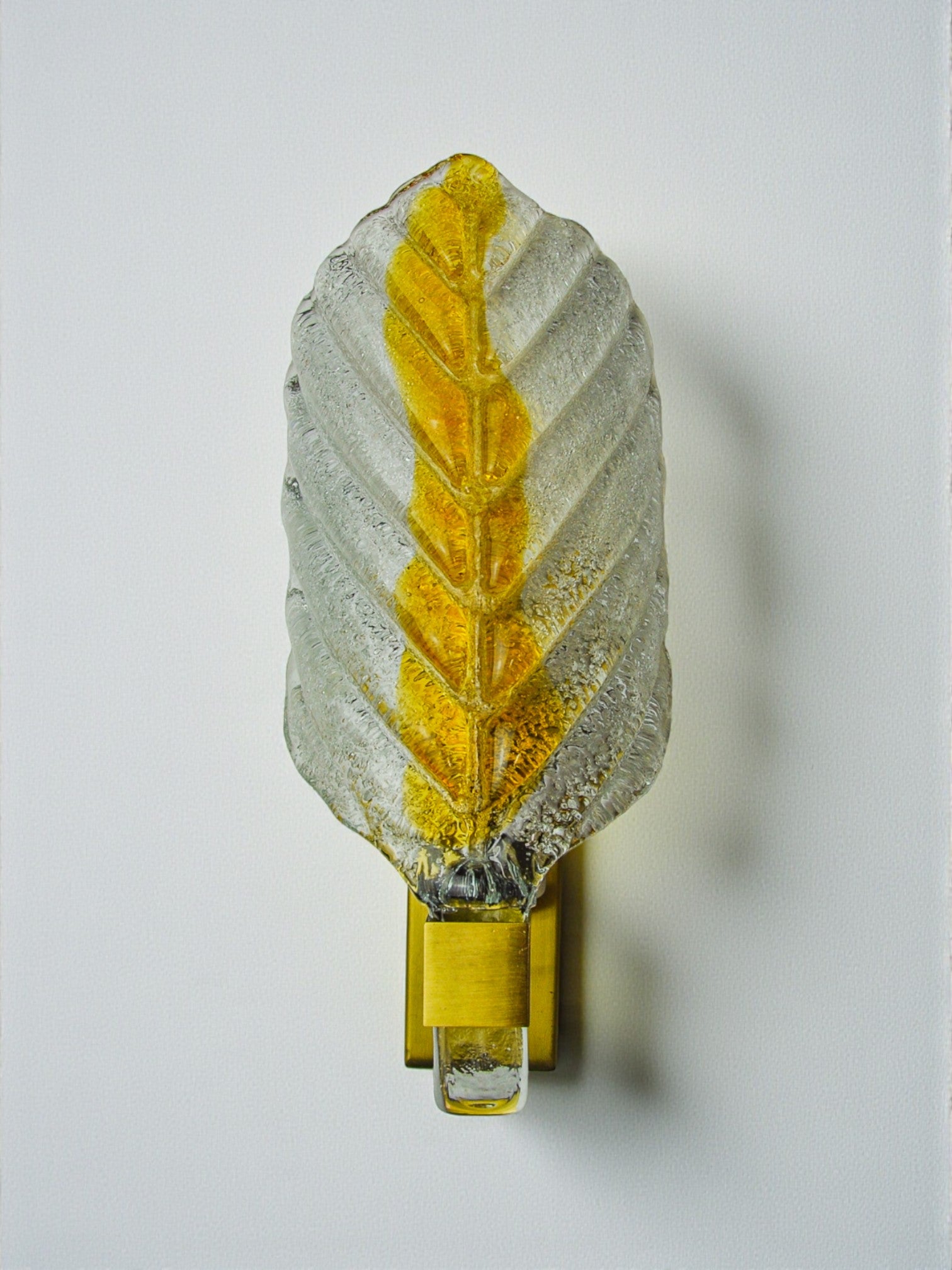 Recessed "leaf" sconce by Mazzega, orange frosted Murano glass, Italy, 1970