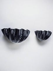 Pair of shell wall lights, black ceramic, Italy, 1970