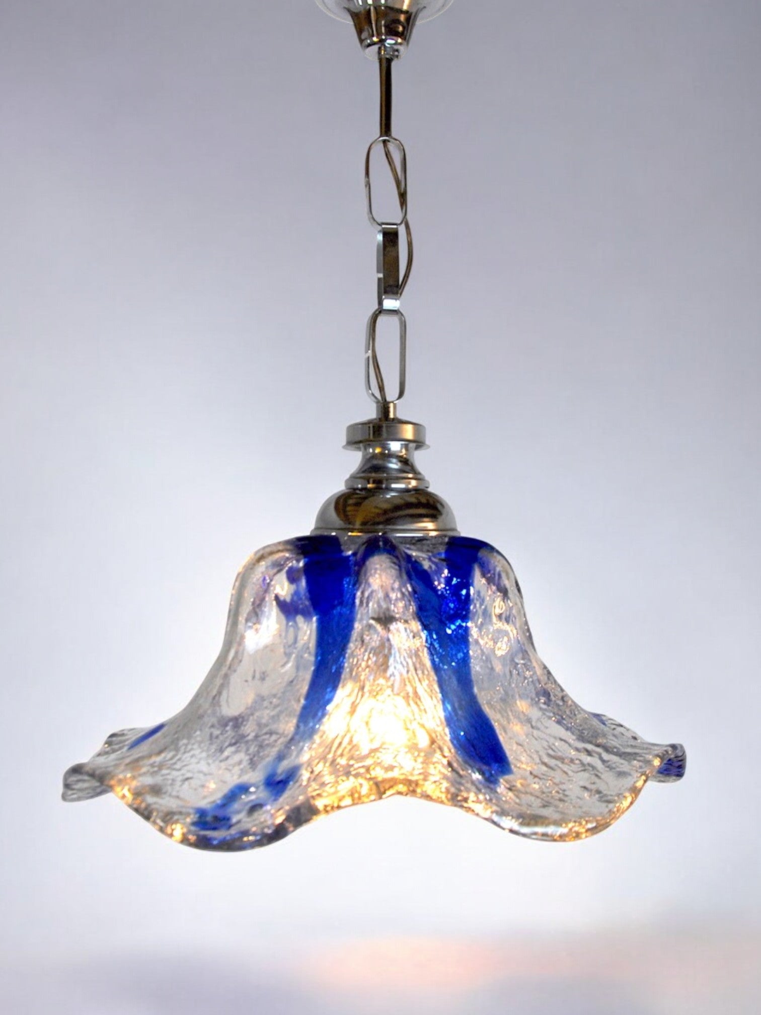 Carlo Nason floral chandelier for Murano Mazzega,, blue murano glass, Italy 1970