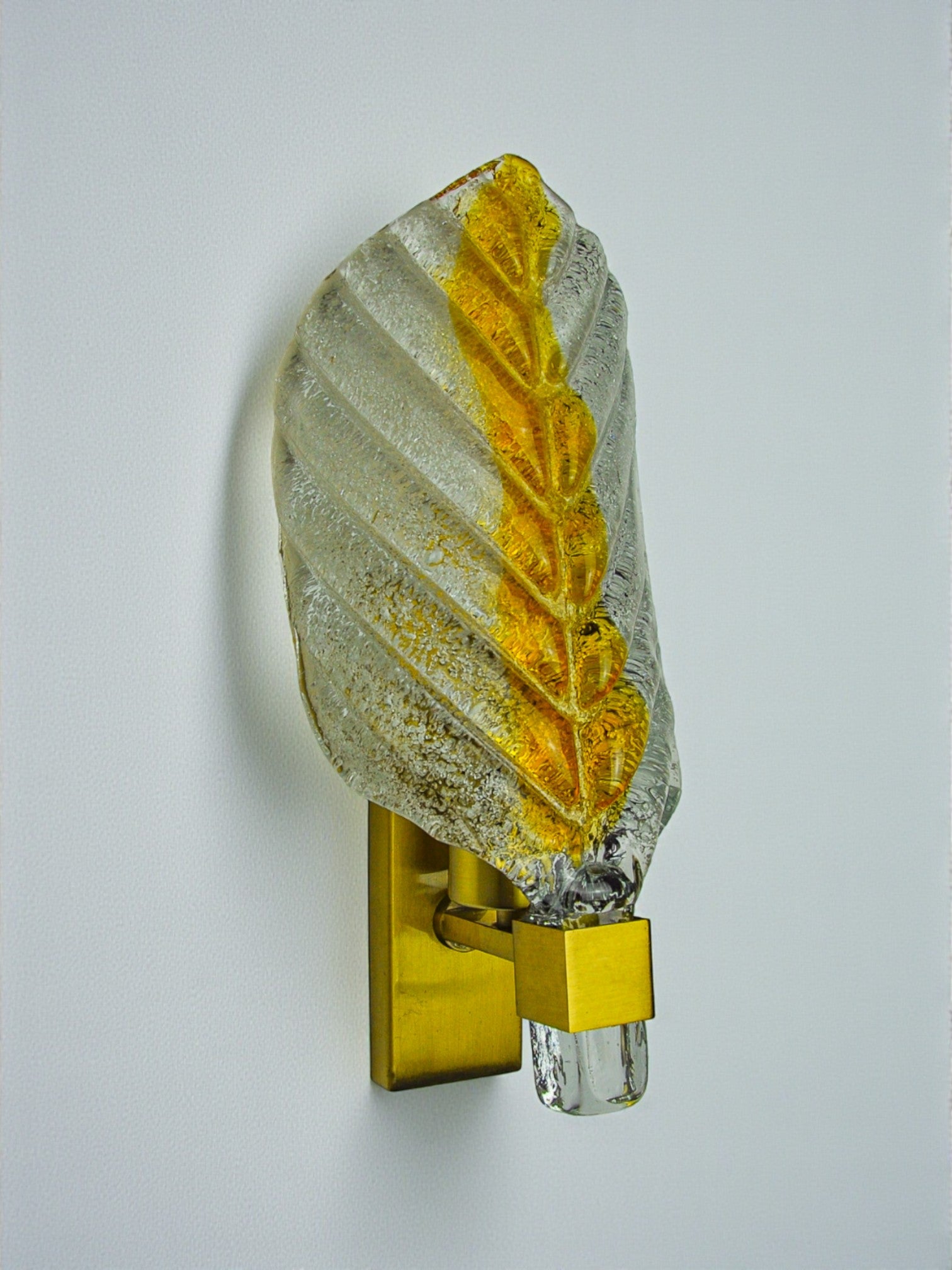 Recessed "leaf" sconce by Mazzega, orange frosted Murano glass, Italy, 1970