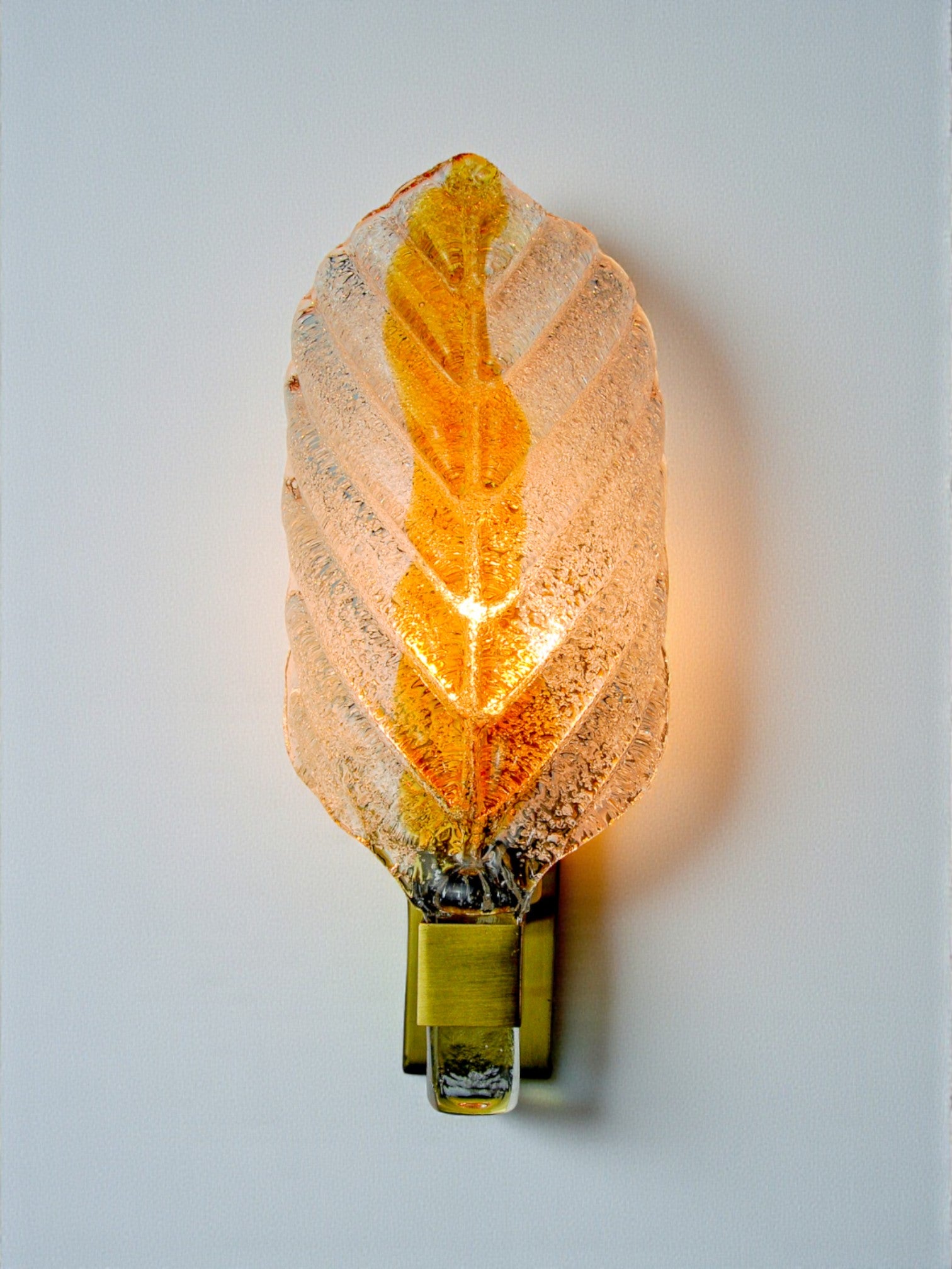 Recessed "leaf" sconce by Mazzega, orange frosted Murano glass, Italy, 1970