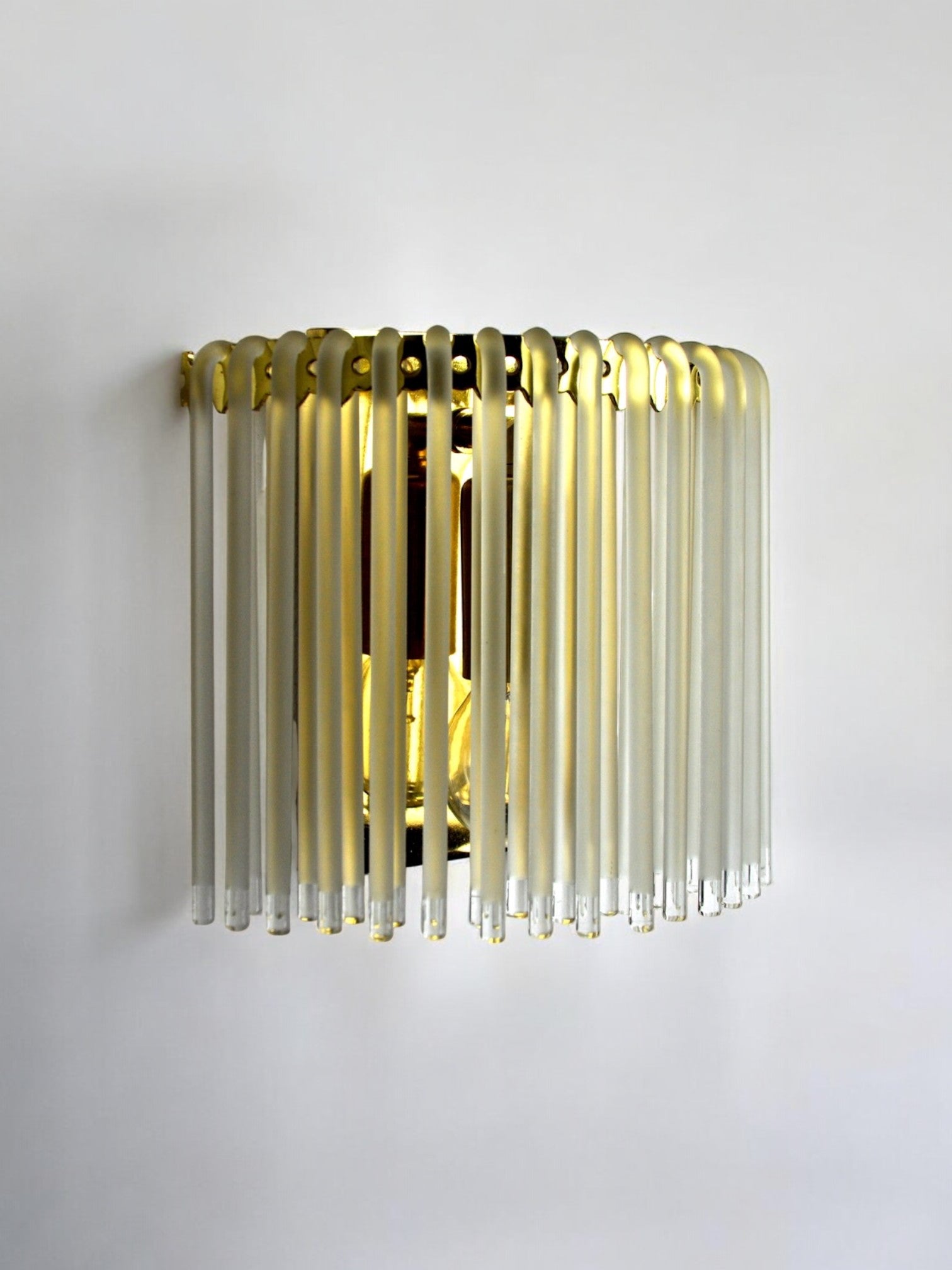 Venini wall light, murano tubular curved crystals, Italy, 1970s