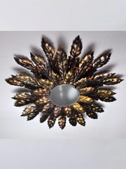 Sunburst Flush Mount Ceiling Light in Gilt Metal, Spain, 1960s