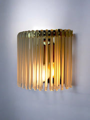 Venini wall light, murano tubular curved crystals, Italy, 1970s