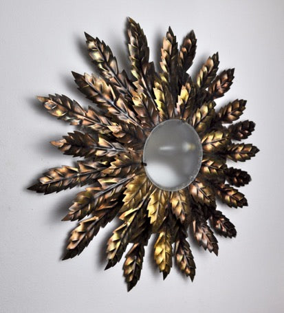 Sunburst Flush Mount Ceiling Light in Gilt Metal, Spain, 1960s