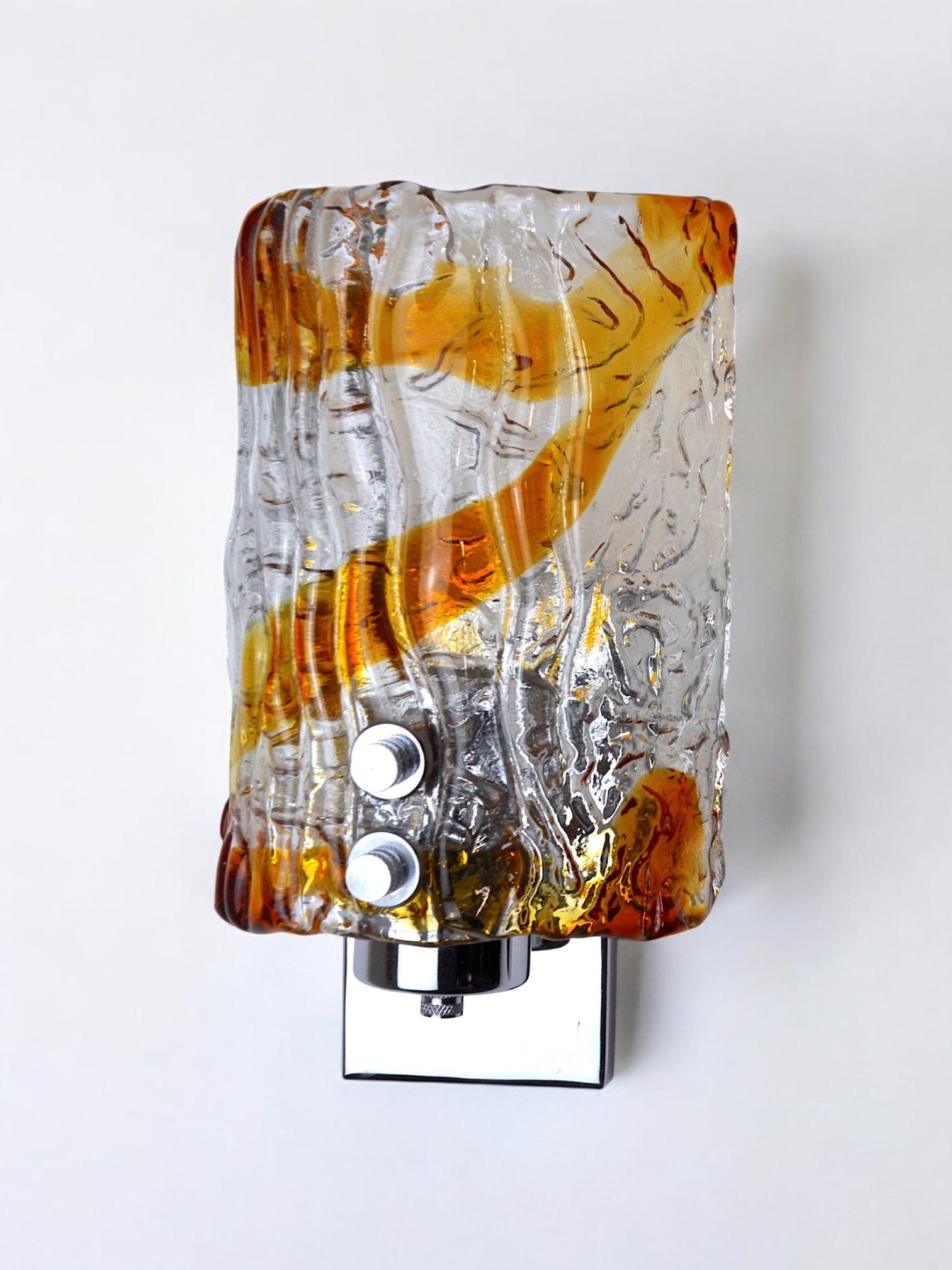 Carlo Nason for Murano Mazzega orange sconce, two-tone Murano glas, Italy 1970