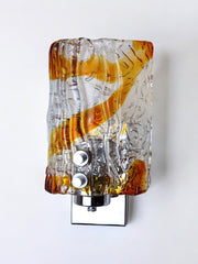 Carlo Nason for Murano Mazzega orange sconce, two-tone Murano glas, Italy 1970