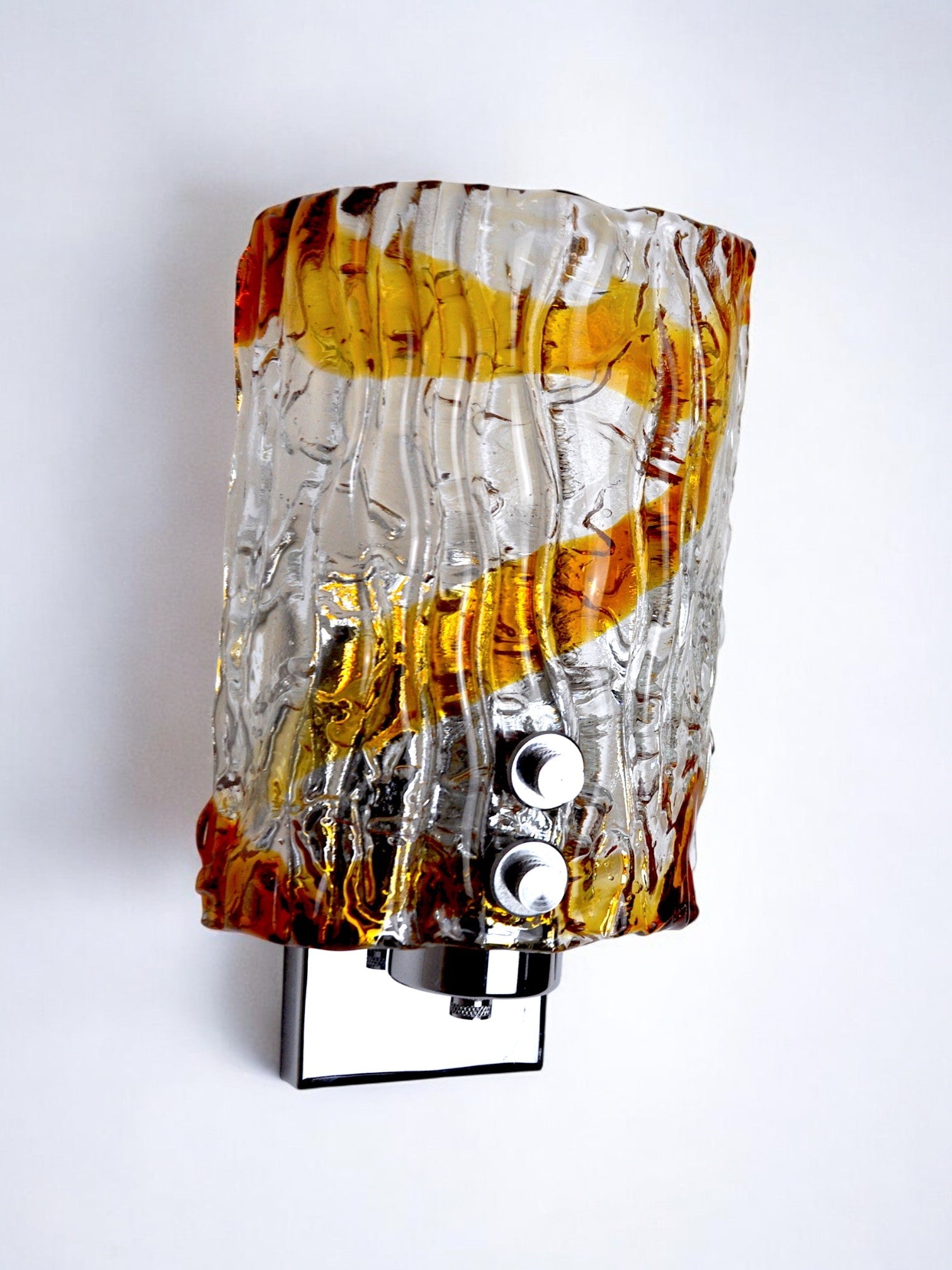 Carlo Nason for Murano Mazzega orange sconce, two-tone Murano glas, Italy 1970