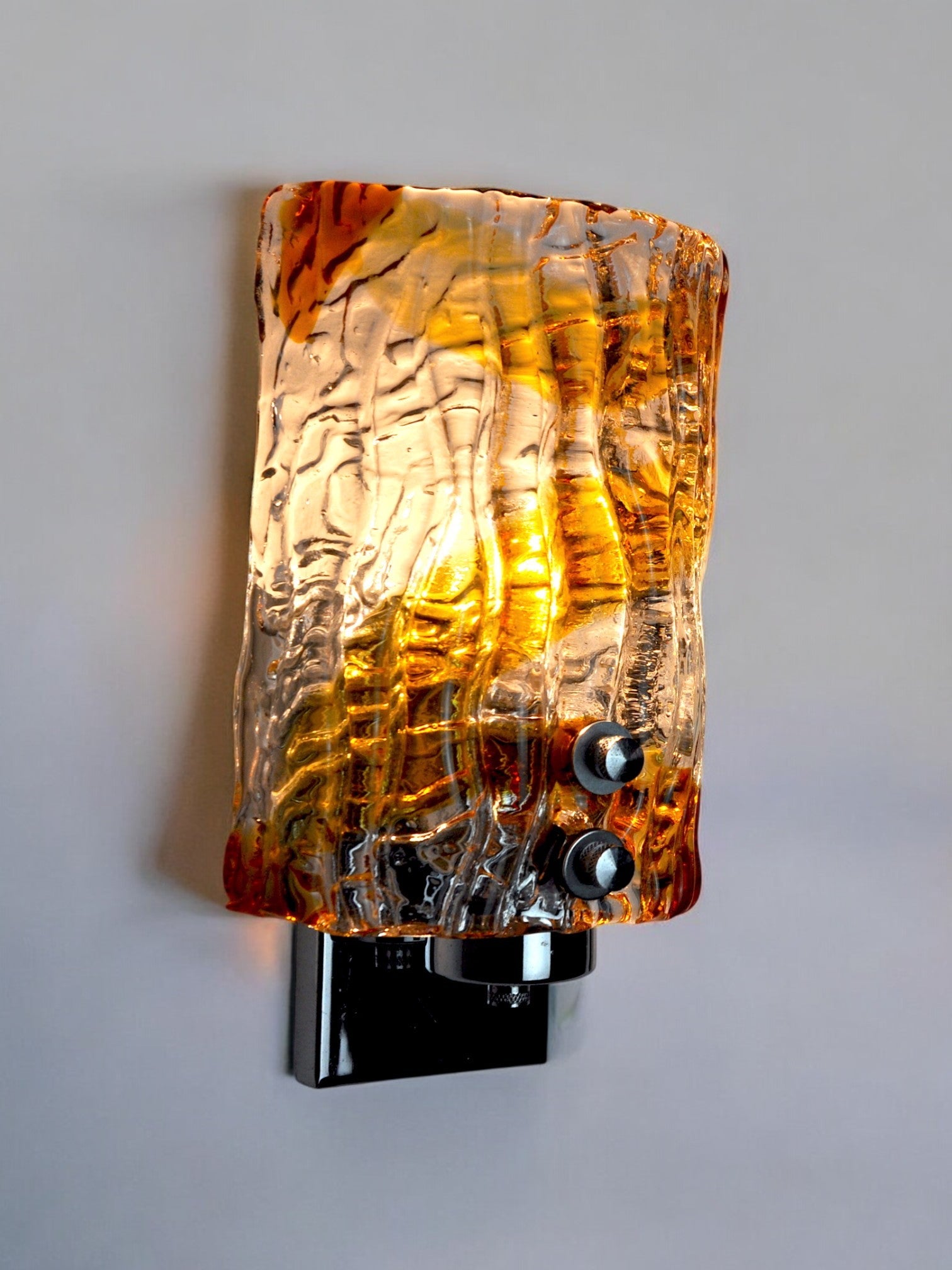 Carlo Nason for Murano Mazzega orange sconce, two-tone Murano glas, Italy 1970