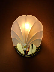 Seashell wall lamp, opaque glass, Italy, 1980
