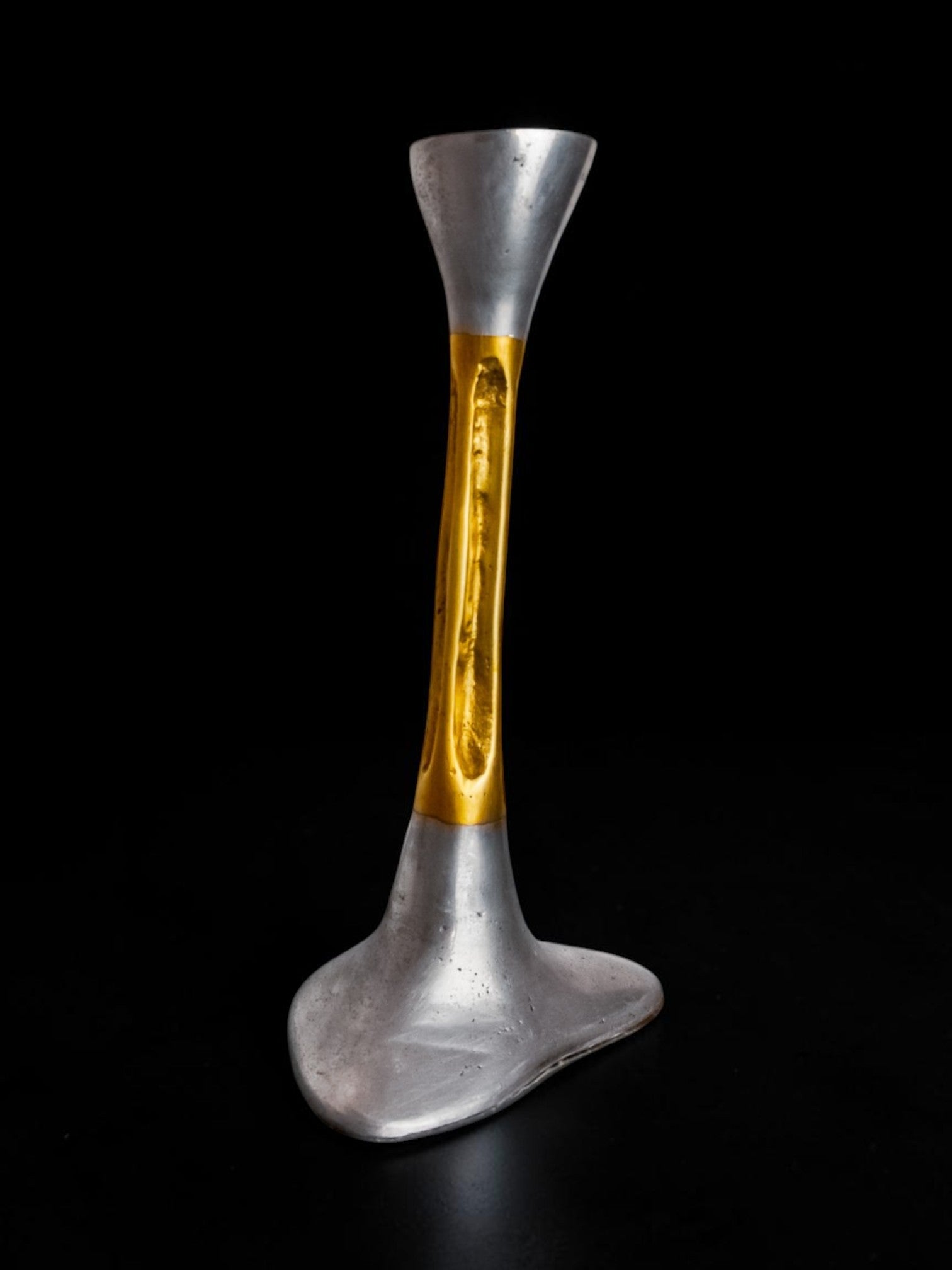Brutalist candlestick by David Marshall, bronze and aluminum, Spain, 1970's