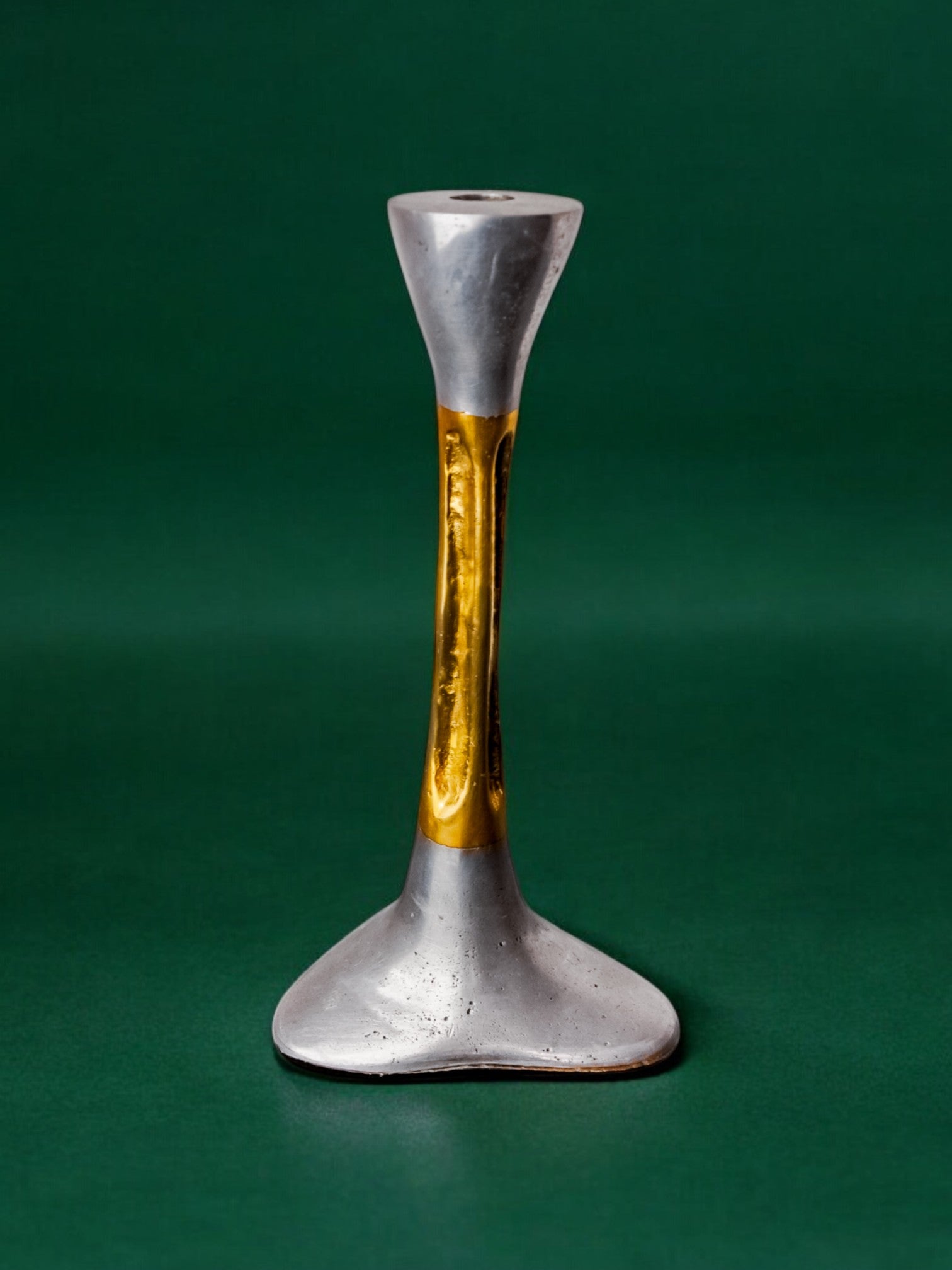 Brutalist candlestick by David Marshall, bronze and aluminum, Spain, 1970's