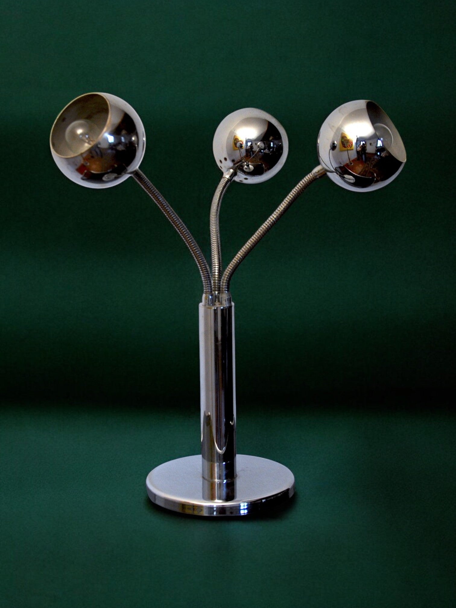 Eye-ball Chromed table lamp, space age, Italy, 1970