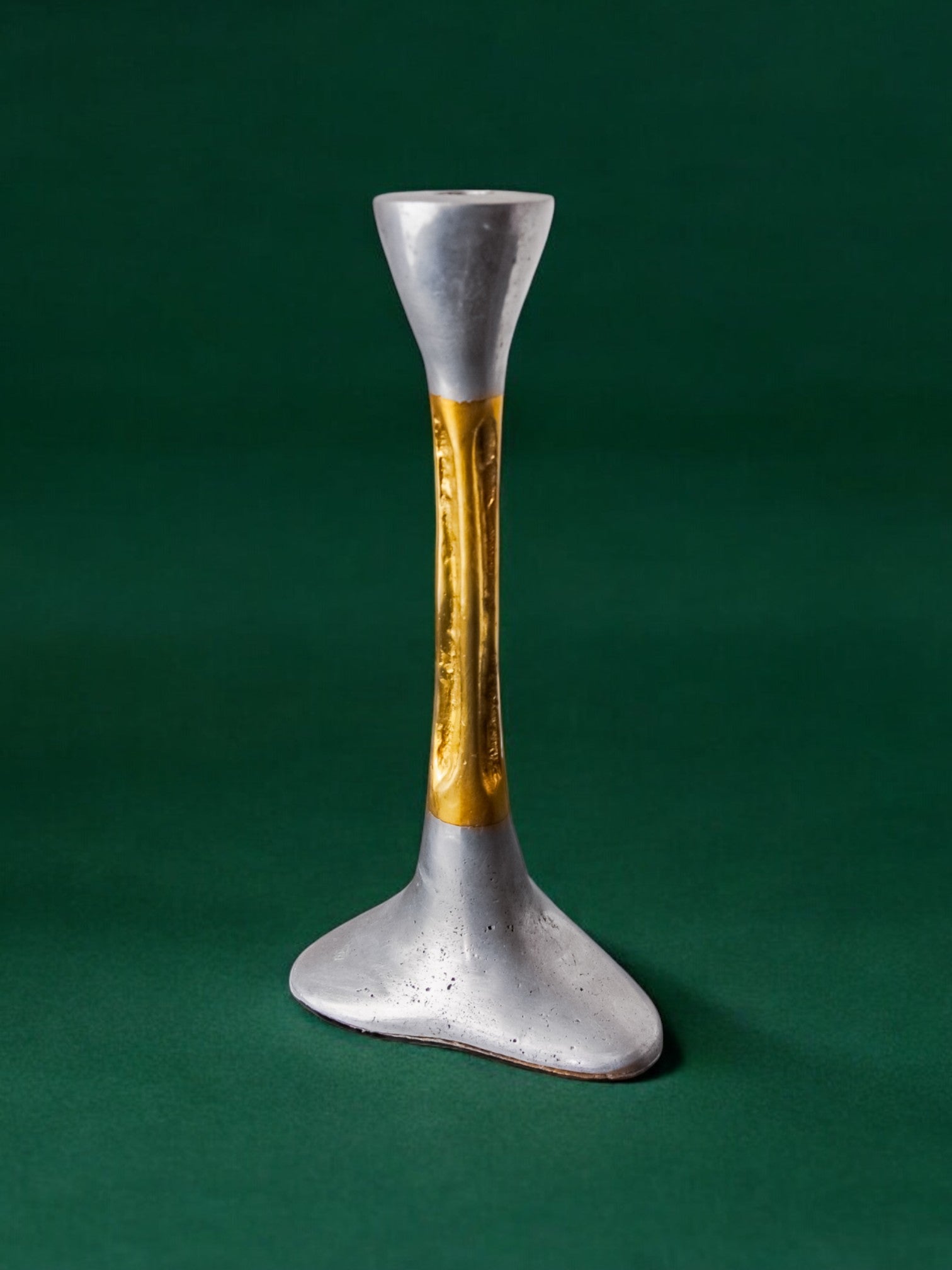 Brutalist candlestick by David Marshall, bronze and aluminum, Spain, 1970's