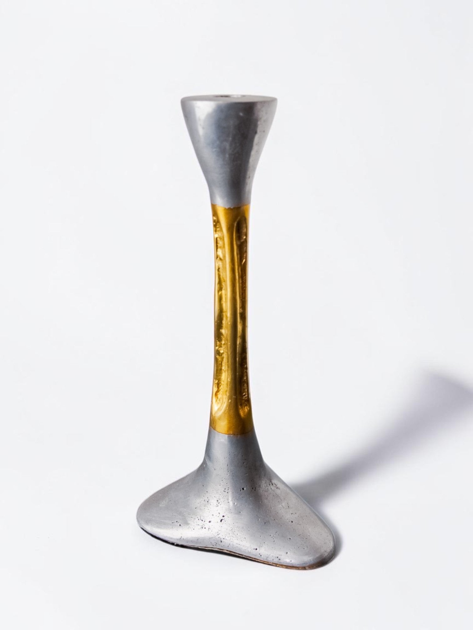 Brutalist candlestick by David Marshall, bronze and aluminum, Spain, 1970's