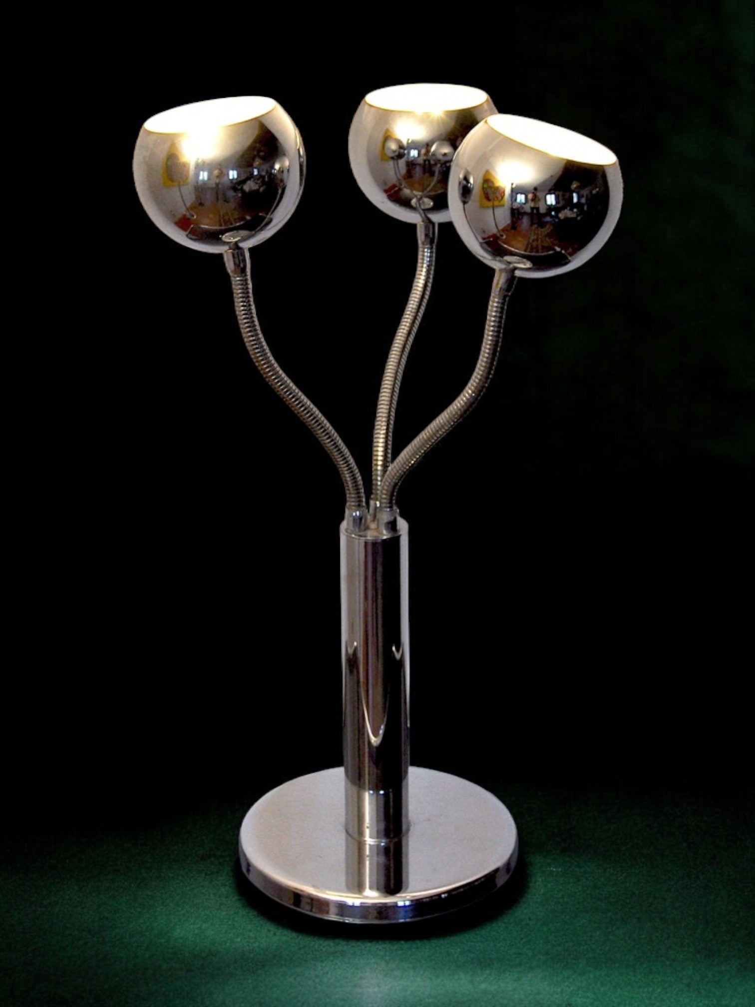 Eye-ball Chromed table lamp, space age, Italy, 1970
