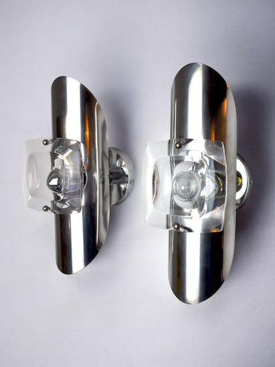 Pair of oscar torlasco sconces, murano glass, italy, 1970