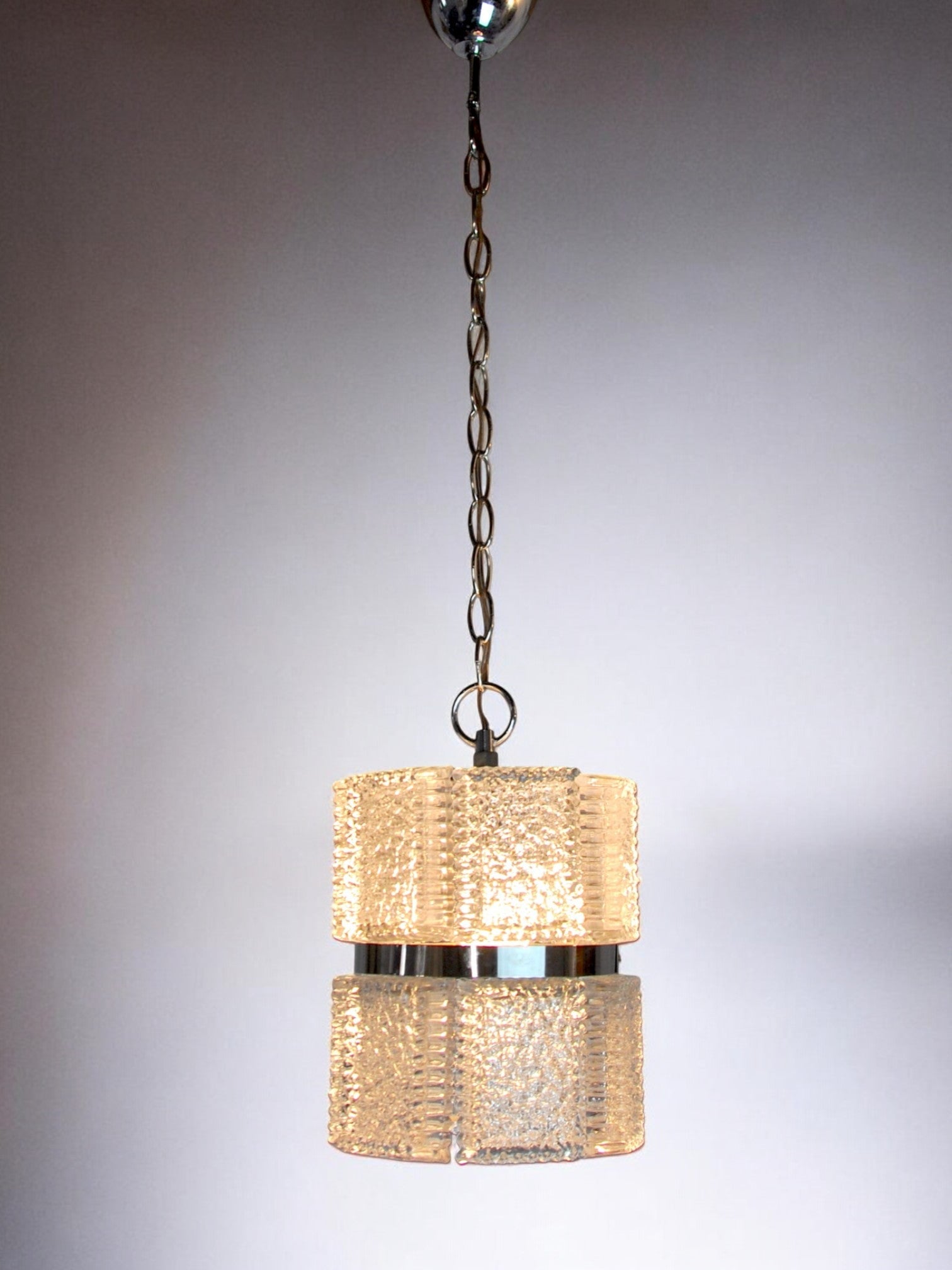 Chandelier by Kaiser Leuchten in frosted glass Germany 1960