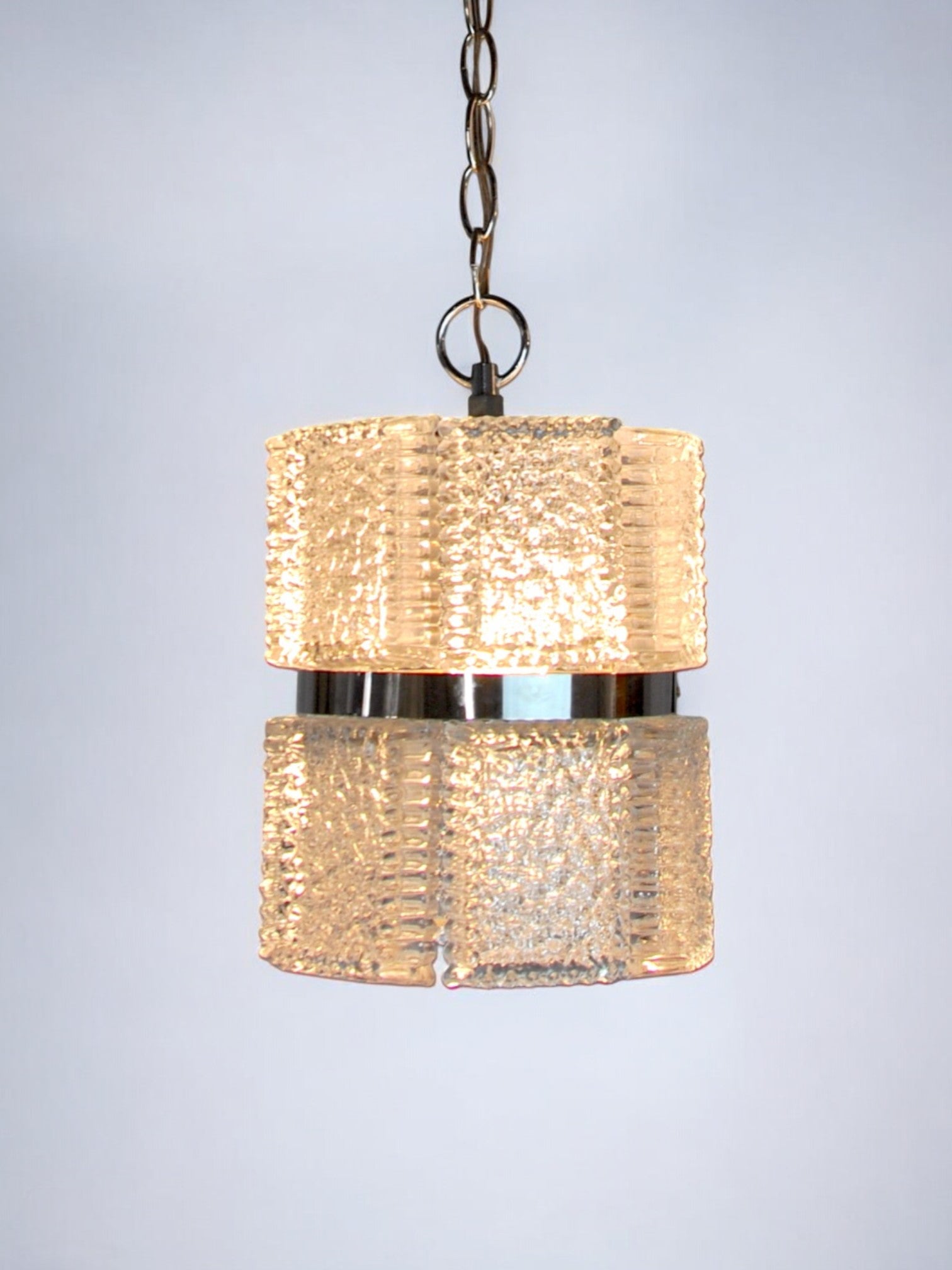 Chandelier by Kaiser Leuchten in frosted glass Germany 1960