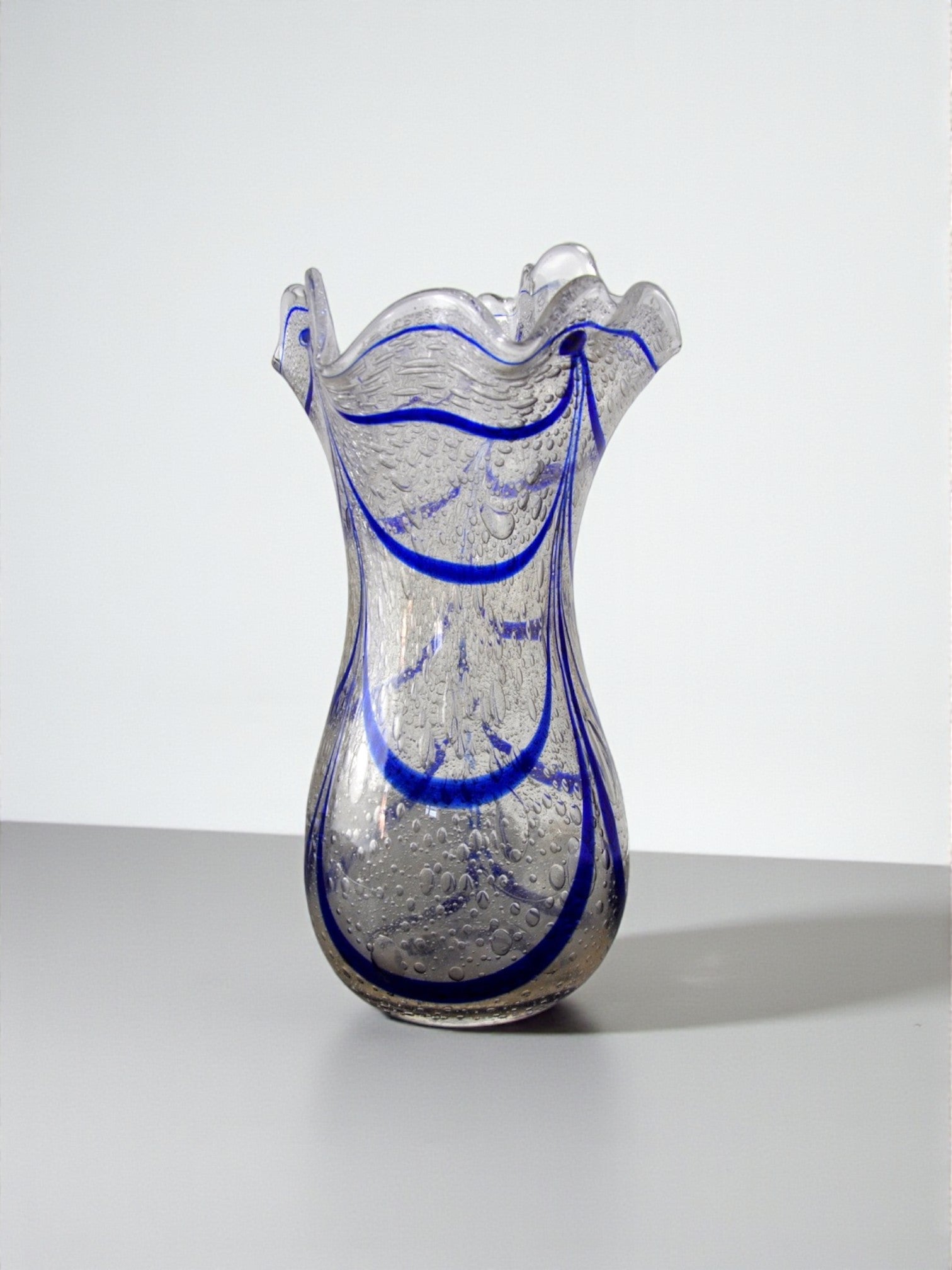 Blue seguso vase in murano glass, italy, 1960