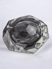 Gray Sommerso ashtray by Seguso, faceted glass, Murano, Italy, 1970