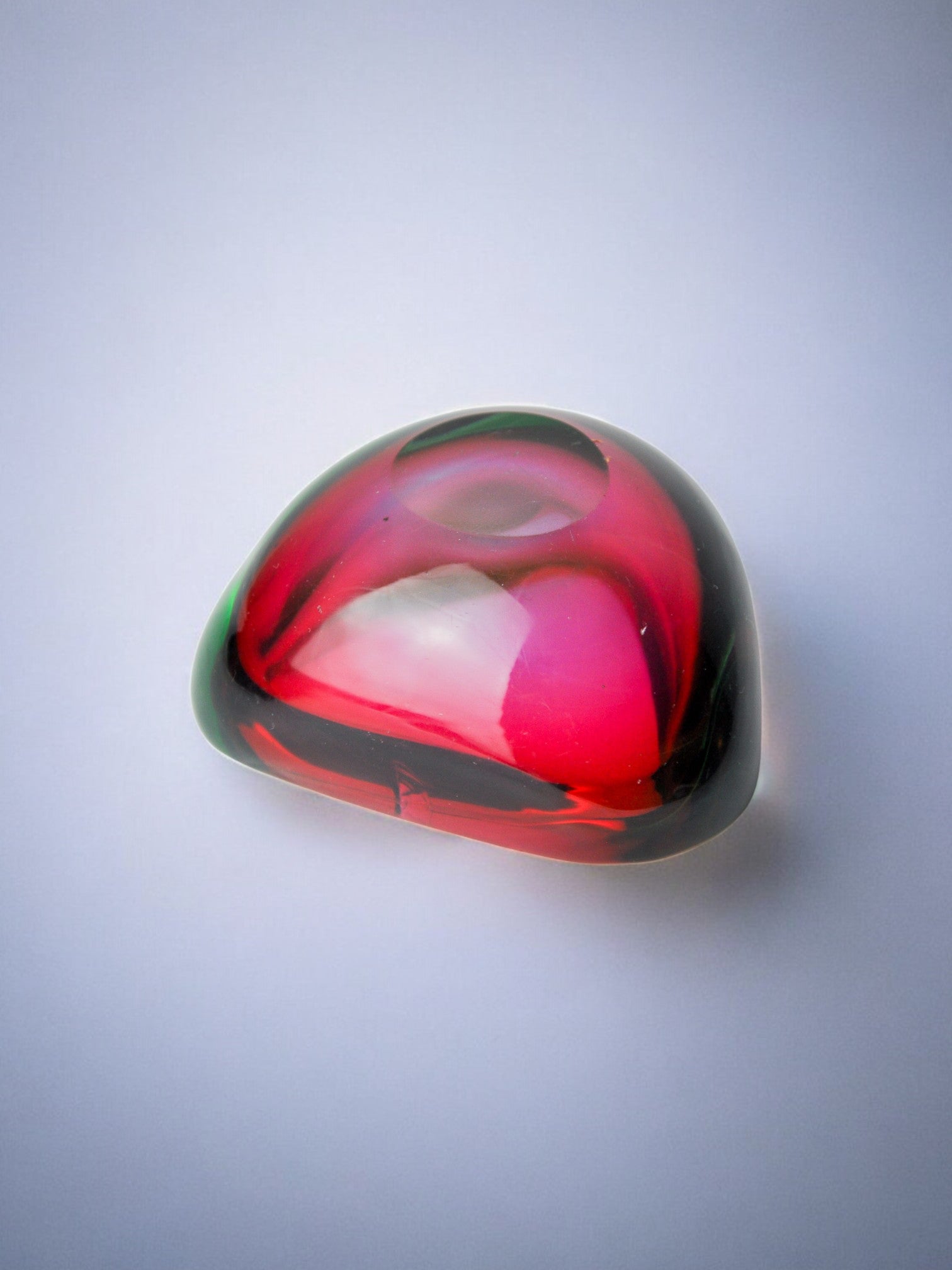 Red and Green Sommerso ashtray by Seguso, Murano glass, Italy, 1970's