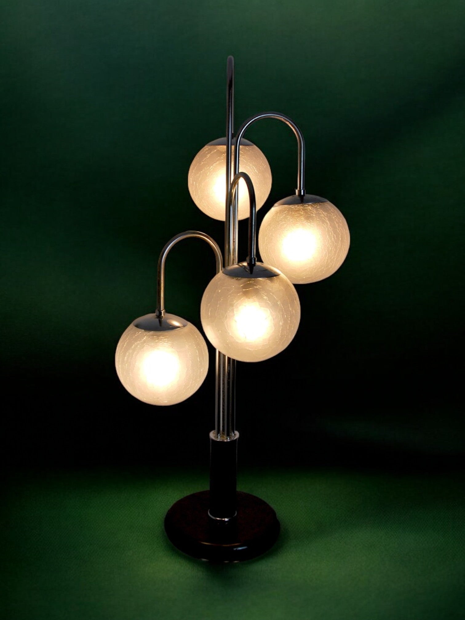 Art-Deco chrome lamp with 4 globes, 1960