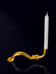Knot candlestick in bronze, brutalist design, Italy, 1970