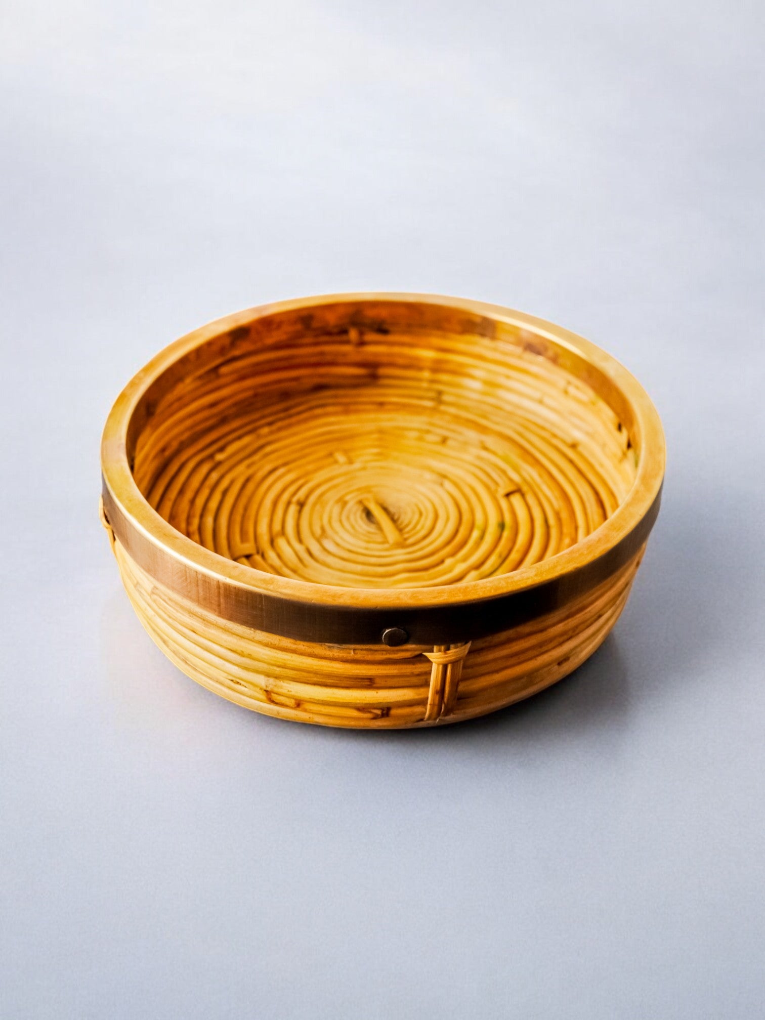Rattan and brass tray, Italy, 1970's