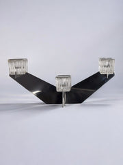 Peill & Putzler candlestick, glass and metal, Germany, 1970