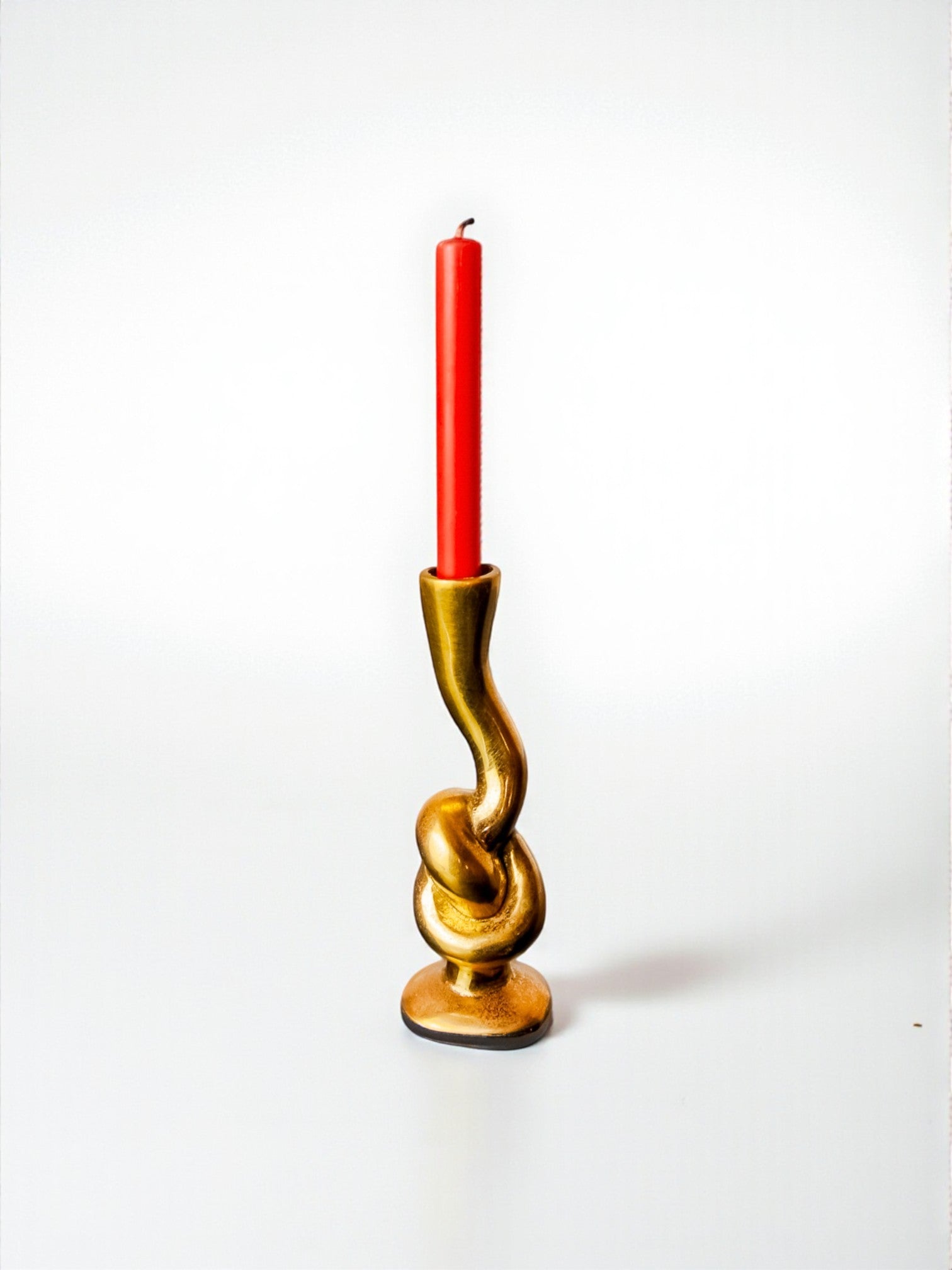 Knot candlesticks, brutalist design, bronze, Italy, Circa 1970's
