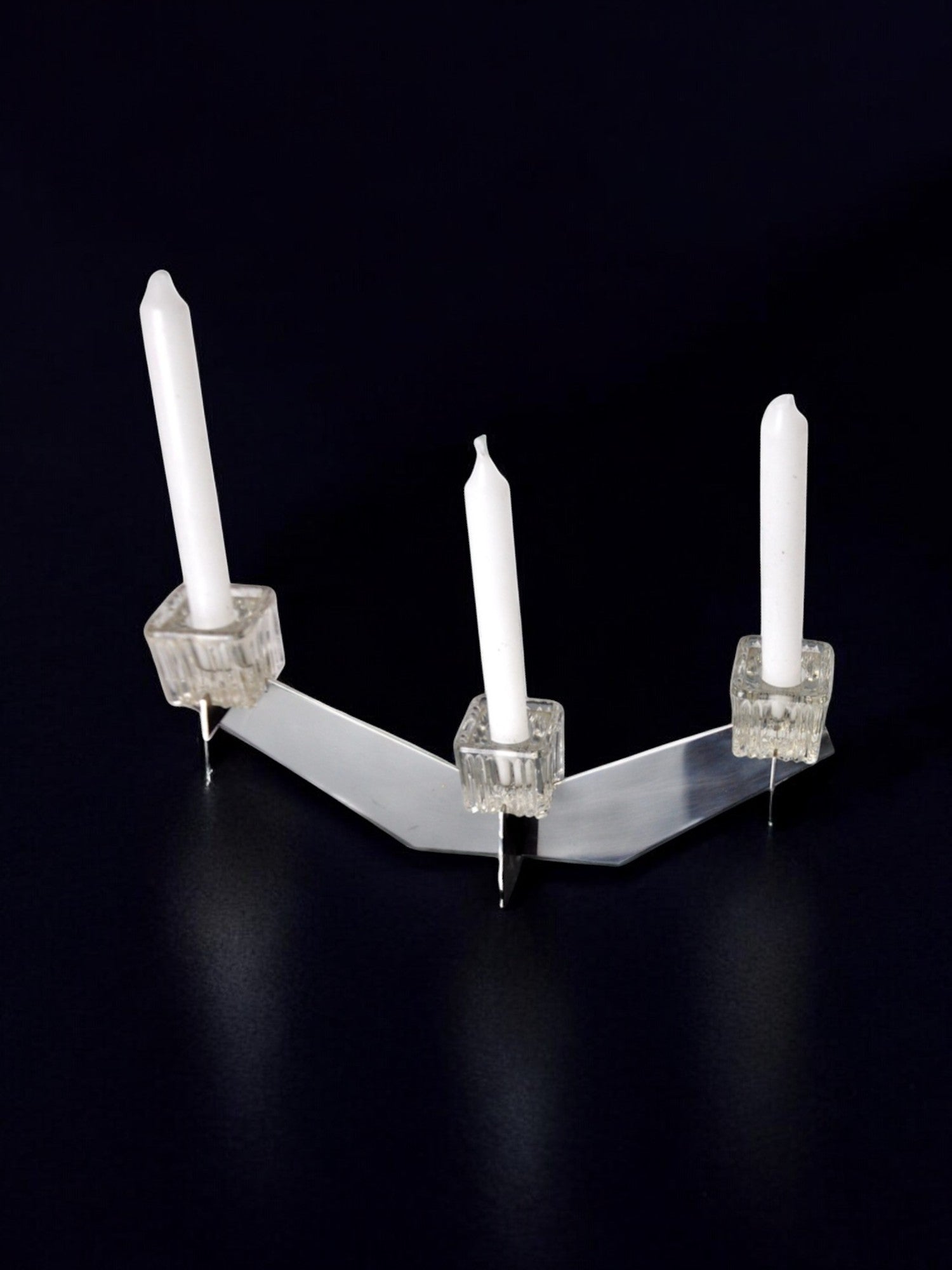 Peill & Putzler candlestick, glass and metal, Germany, 1970