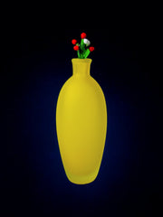 Yellow satin vase in murano glass, Italy, 1980's