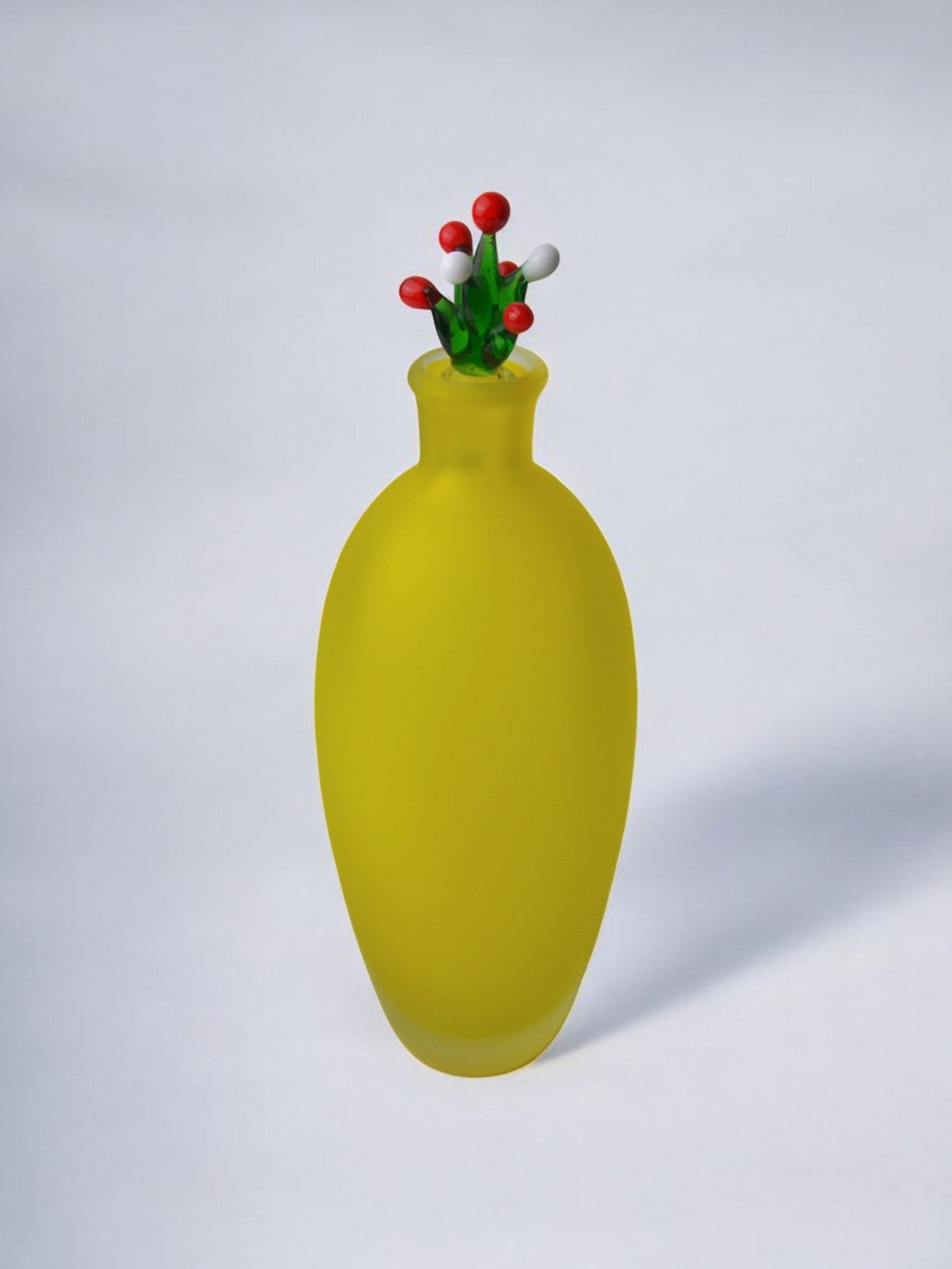 Yellow satin vase in murano glass, Italy, 1980's