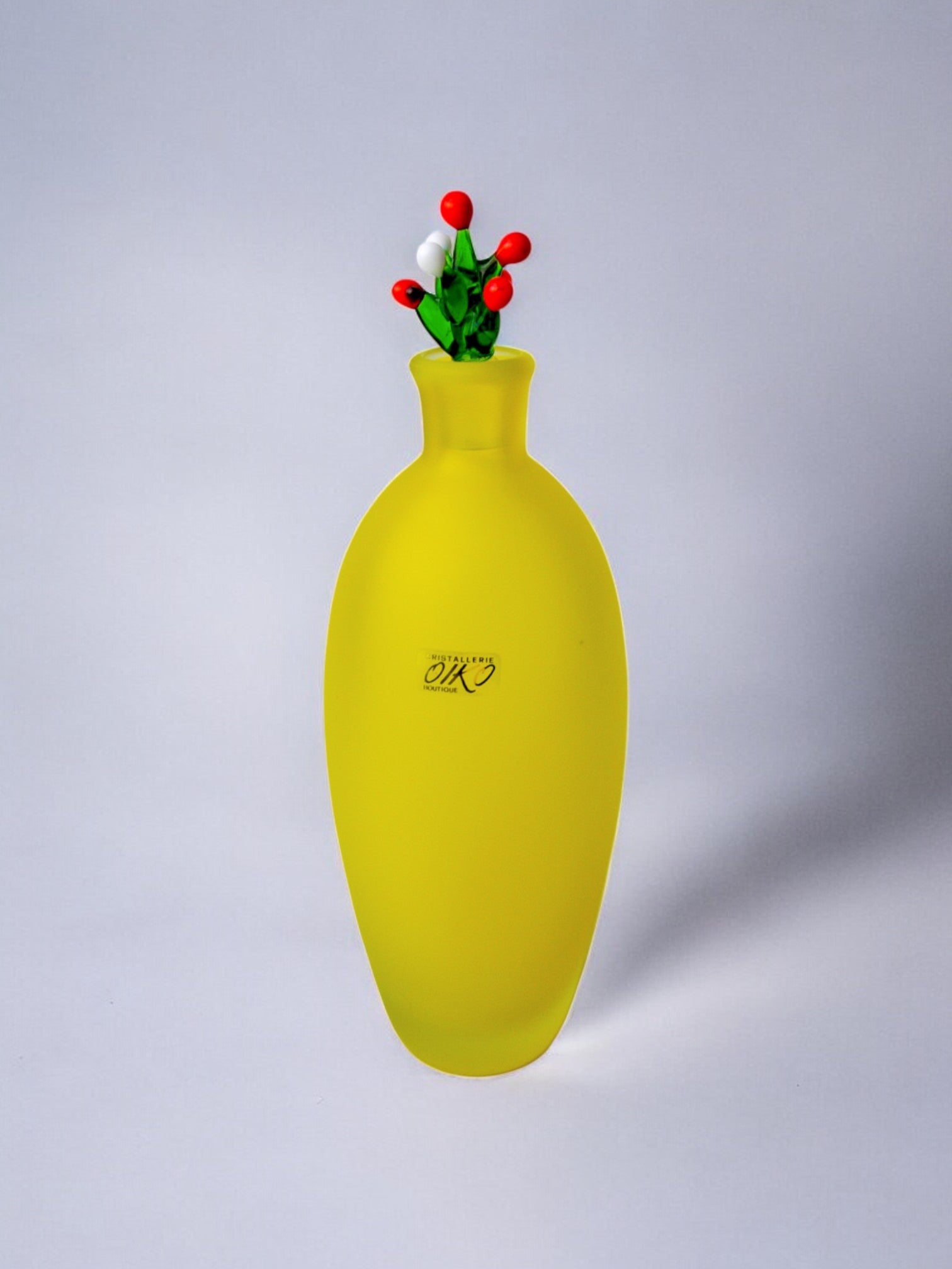Yellow satin vase in murano glass, Italy, 1980's