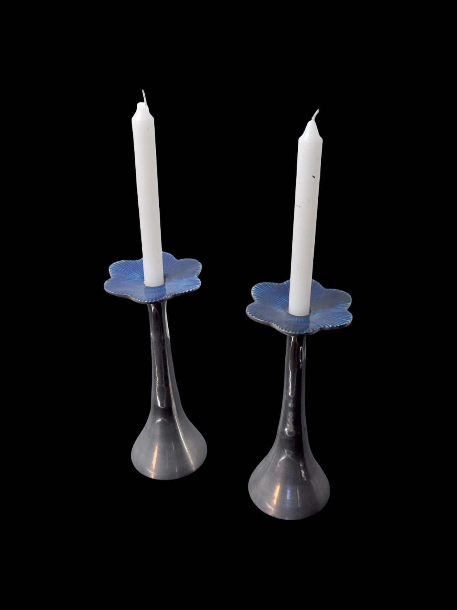 Pair of floral brutalist candlesticks by david marshall, 1980, spain