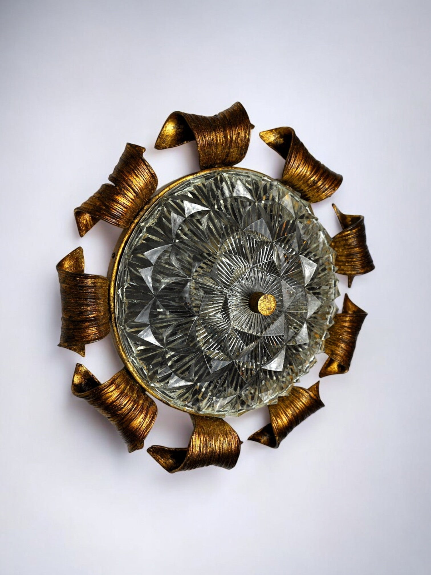 Sun wall lamp, gold leaf, Murano glass, Italy, 1960