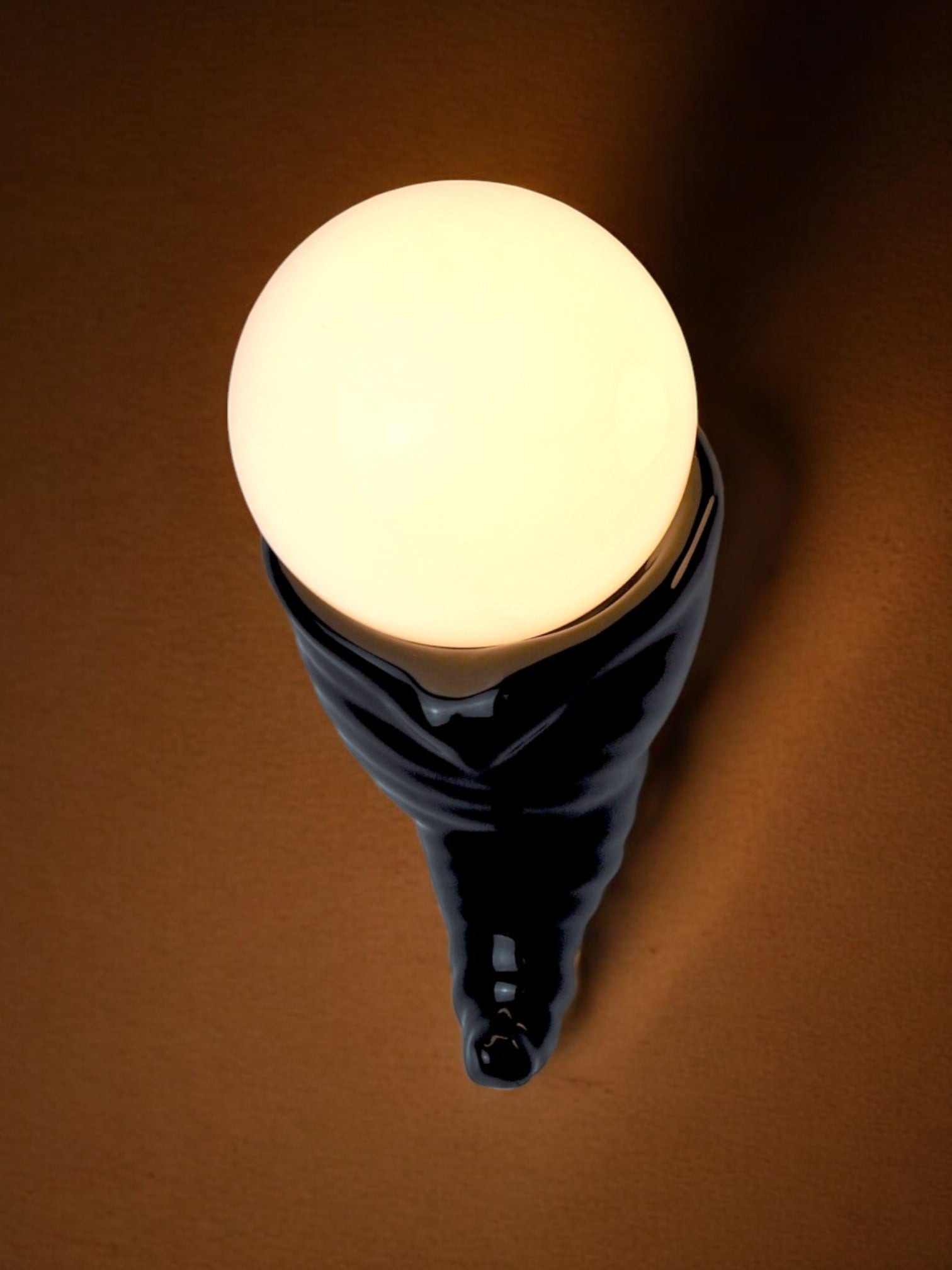 Black Ceramic & White Opaline Wall Sconce, France, 1980s