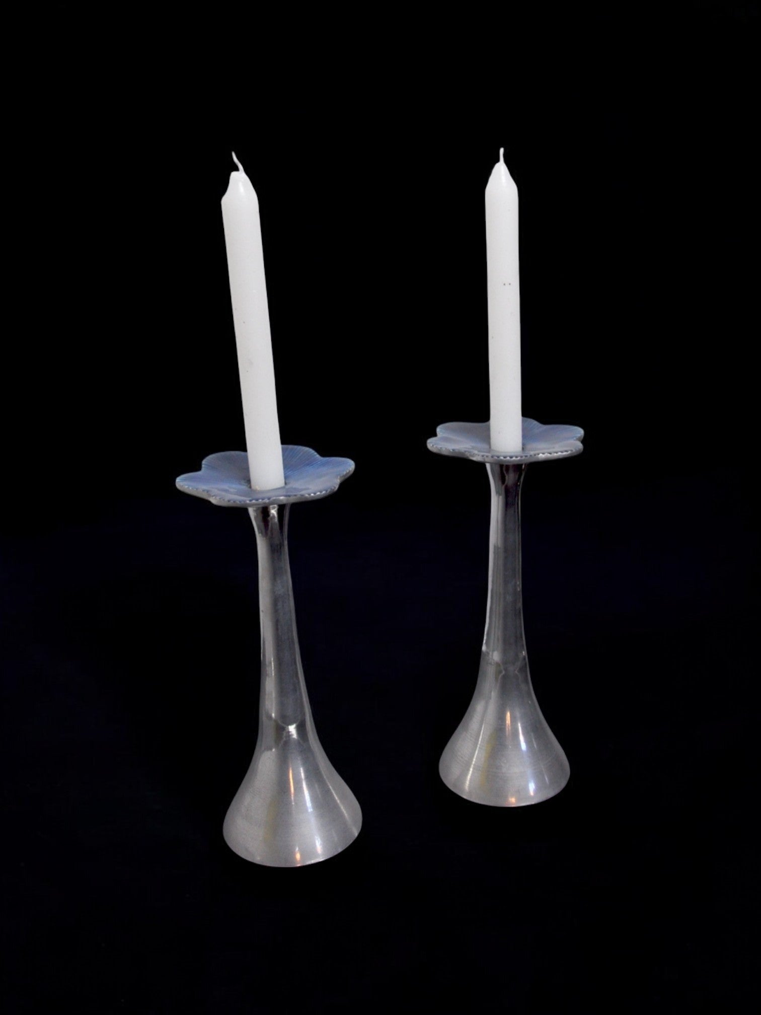 Pair of floral brutalist candlesticks by david marshall, 1980, spain