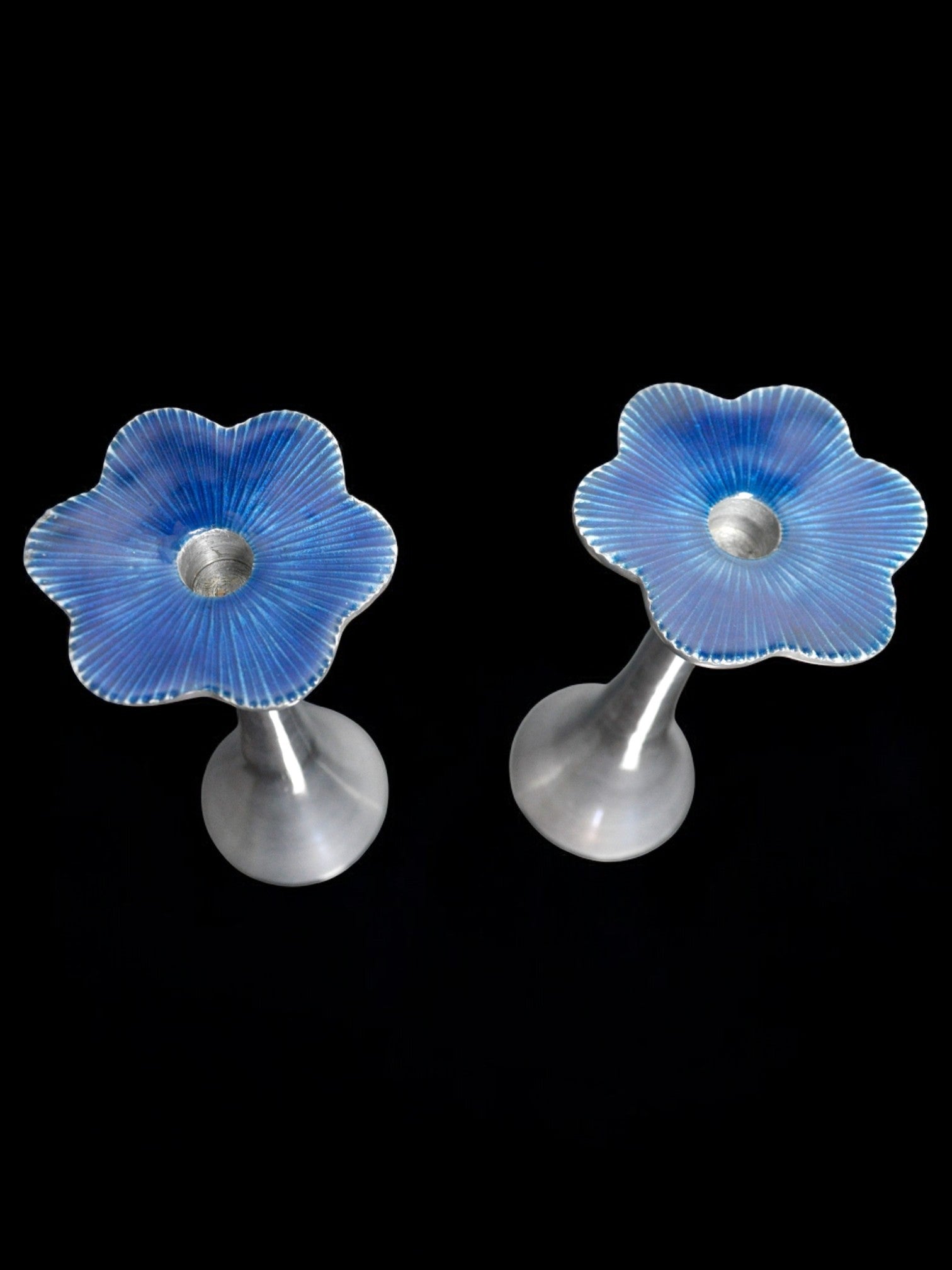 Pair of floral brutalist candlesticks by david marshall, 1980, spain
