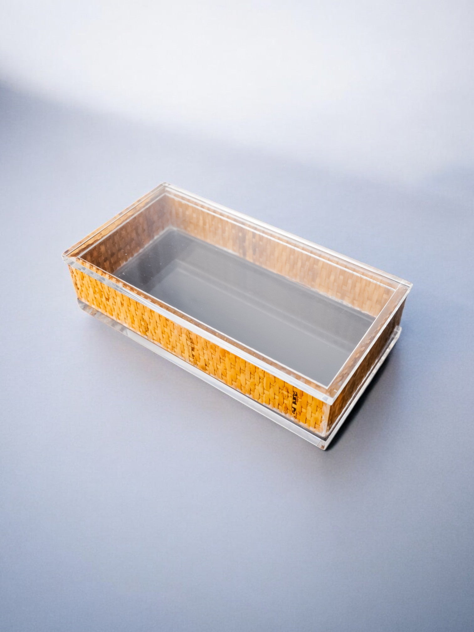 Lucite and Rattan boxe, Christian Dior Style, Italy 1970s
