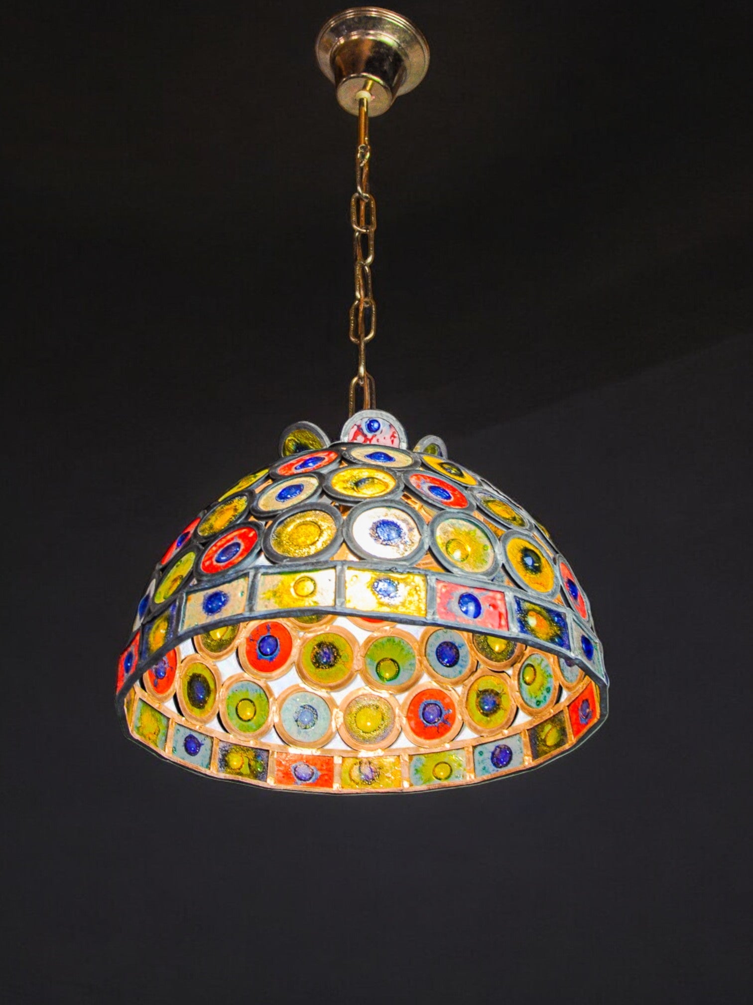 Brutalist pendant lamp by Felipe Derflingher for Feders, blown glass, 1960, Mexico