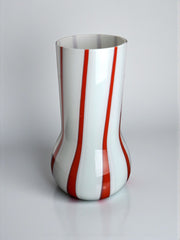 Lollipop vase, red and white, Murano glass, Italy, 1960