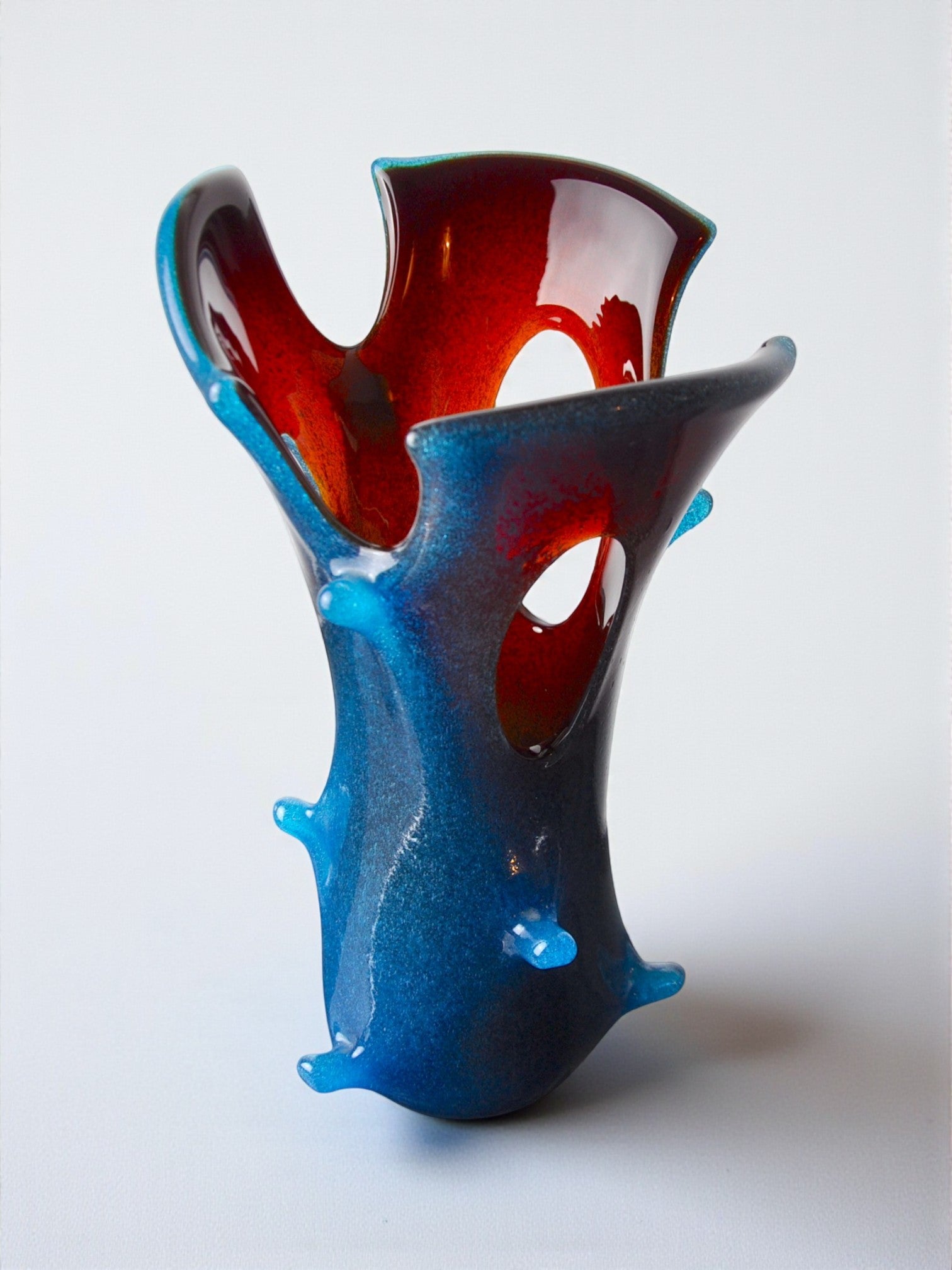 Sommerso vase by seguso in two-tone murano glass, Italy, 1970