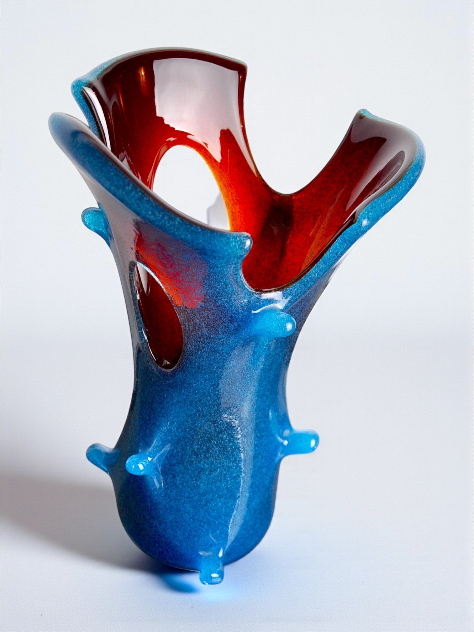 Sommerso vase by seguso in two-tone murano glass, Italy, 1970
