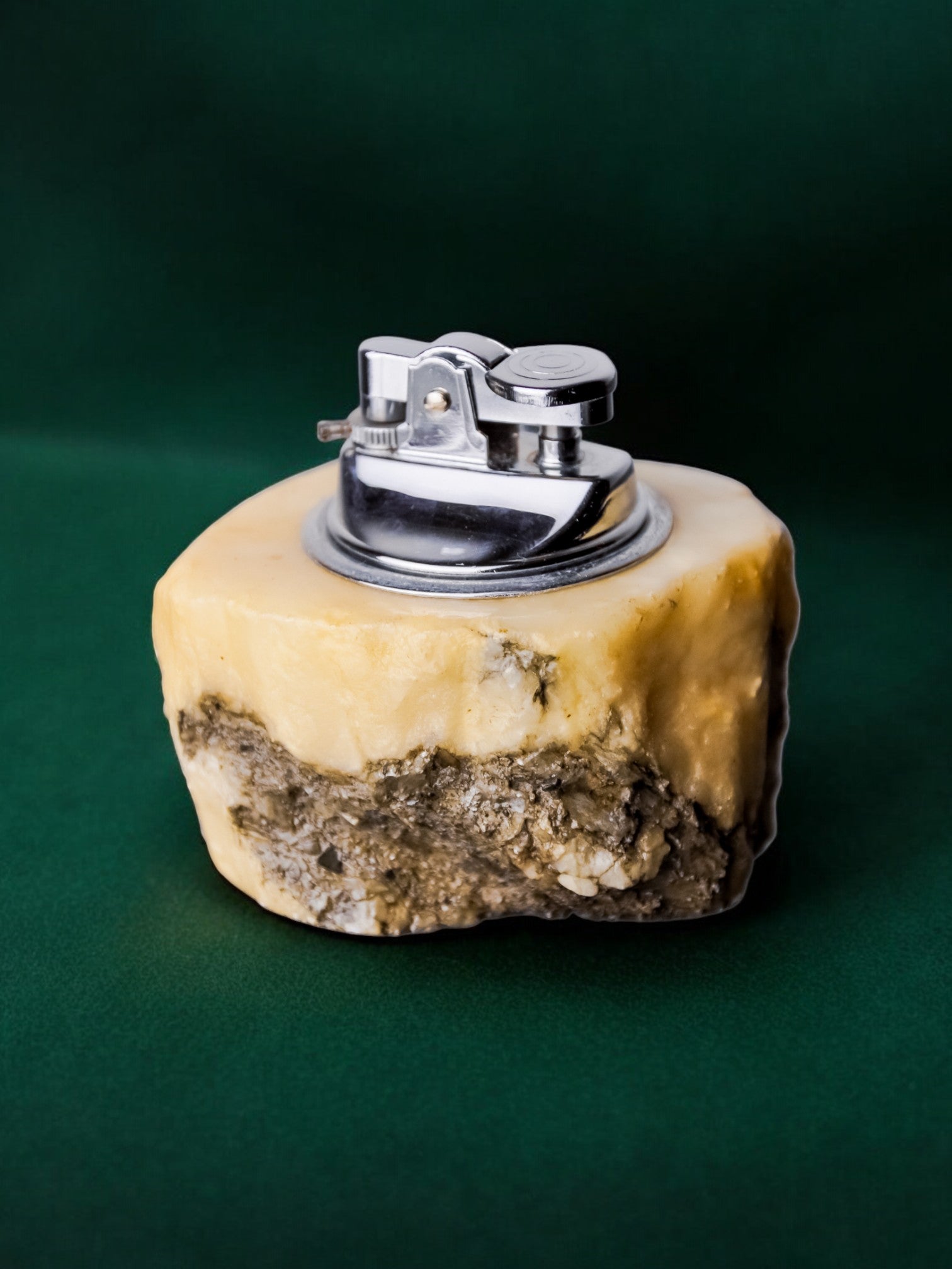 Alabaster lighter by Romano Bianchi, Cream colour, Italy, 1970's