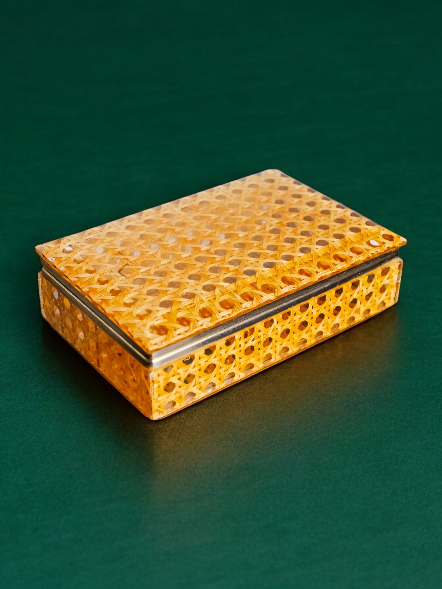 Lucite & Rattan vanity Box,Christian Dior Style, Circa 1970's